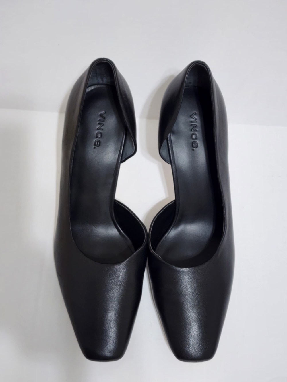 Vince Tiana Square Toe Leather Pumps Black Size 8 Elegant